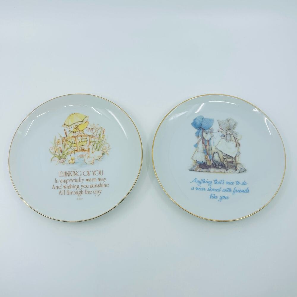 VTG Set Of 2 Lasting Memories Holly Hobby Porcelain Thinking Of You Mini Plates